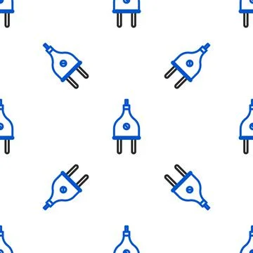 Line Electric plug icon isolated seamless pattern on white background. Concept 스톡 일러스트