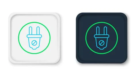 Line Electric plug icon isolated on white background. Concept of connection and Illustrazione stock