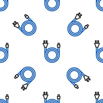 Line Electric plug icon isolated seamless pattern on white background. Concept Stockillustratie