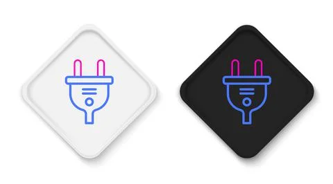 Line Electric plug icon isolated on white background. Concept of connection a Illustrazione stock