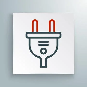 Line Electric plug icon isolated on white background. Concept of connection and Illustrazione stock