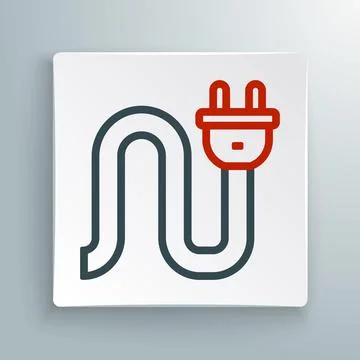 Line Electric plug icon isolated on white background. Concept of connection and Stockillustratie