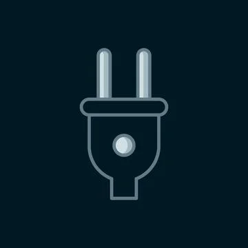 Line Electric plug icon isolated on black background. Concept of connection.. Stock Illustration