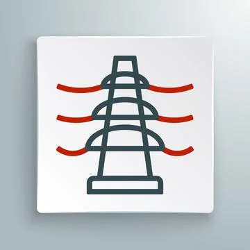 Line Electric tower used to support an overhead power line icon isolated on Stock Illustration