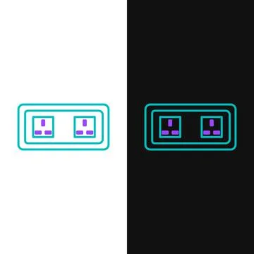 Line Electrical outlet icon isolated on white and black background. Power socket Stock Illustration
