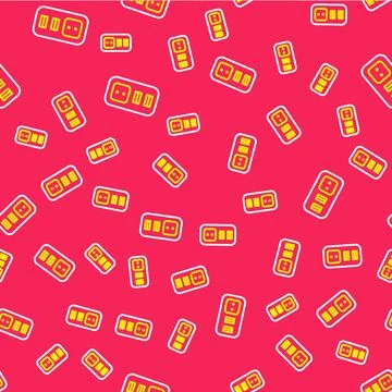Line Electrical outlet icon isolated seamless pattern on red background. Power 스톡 일러스트