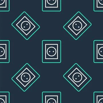 Line Electrical outlet icon isolated seamless pattern on black background. Power 스톡 일러스트