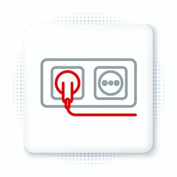 Line Electrical outlet icon isolated on white background. Power socket. Rosette 스톡 일러스트