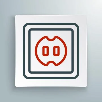 Line Electrical outlet icon isolated on white background. Power socket. Ros.. 스톡 일러스트