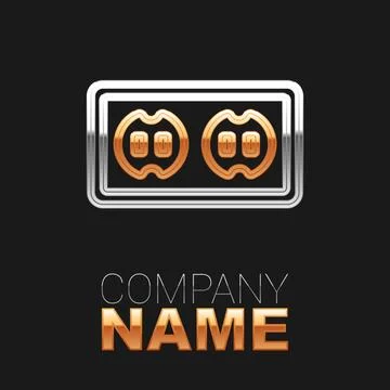 Line Electrical outlet icon isolated on black background. Power socket. Rosette Illustrazione stock