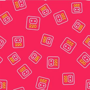 Line Electrical outlet icon isolated seamless pattern on red background. Power Stock Illustration