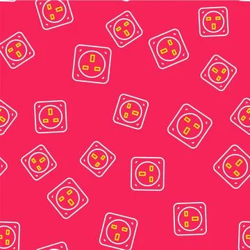 Line Electrical outlet icon isolated seamless pattern on red background. Po.. Stock Illustration