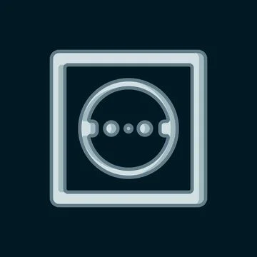 Line Electrical outlet icon isolated on black background. Power socket. Ros.. Illustrazione stock