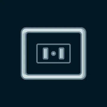 Line Electrical outlet icon isolated on black background. Power socket. Ros.. Stock Illustration