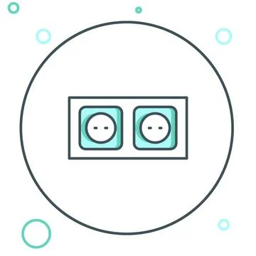 Line Electrical outlet icon isolated on white background. Power socket. Ros.. Illustrazione stock
