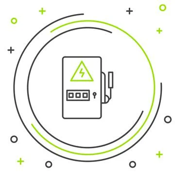 Line Electrical panel icon isolated on white background. Colorful outline Stock Illustration