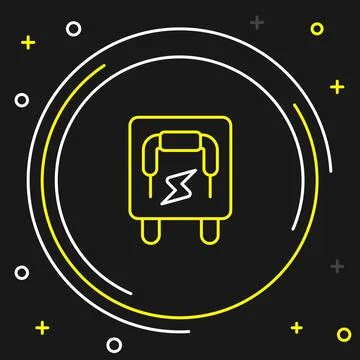 Line Electrical panel icon isolated on black background. Switch lever. Colorful Stock Illustration