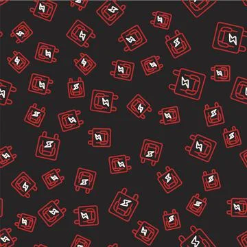 Line Electrical panel icon isolated seamless pattern on black background. Switch 스톡 일러스트