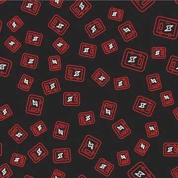 Line Electrical panel icon isolated seamless pattern on black background. Vector Stockillustratie