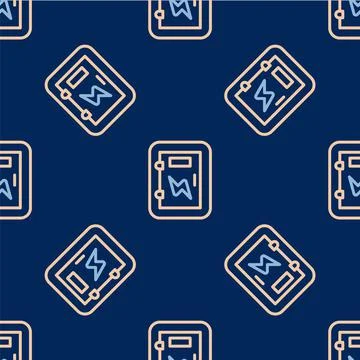 Line Electrical panel icon isolated seamless pattern on blue background.  Vec Stock Illustration