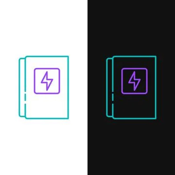 Line Electrical panel icon isolated on white and black background. Colorful Stock Illustration