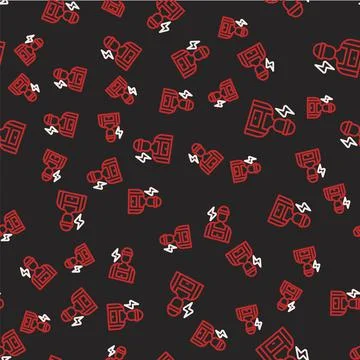 Line Electrician technician engineer icon isolated seamless pattern on black  Illustrazione stock