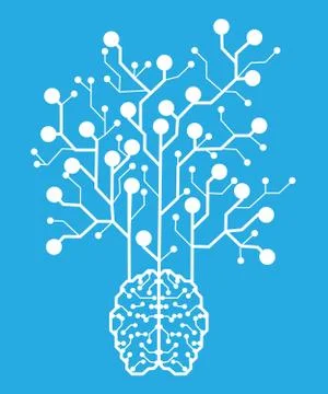 Line electronic brain . Artificial intelligence Stock Illustration