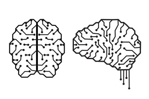 Line electronic brain Stock Illustration