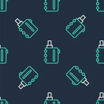 Line Electronic cigarette icon isolated seamless pattern on black background Stock Illustration