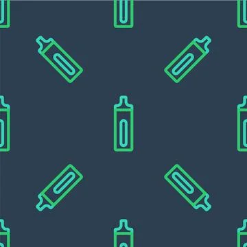 Line Electronic cigarette icon isolated seamless pattern on blue background 스톡 일러스트