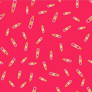 Line Electronic cigarette icon isolated seamless pattern on red background. V イラスト素材