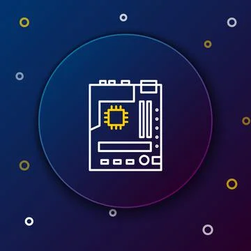 Line Electronic computer components motherboard digital chip integrated science Stock Illustration
