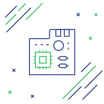 Line Electronic computer components motherboard digital chip integrated science Stock Illustration