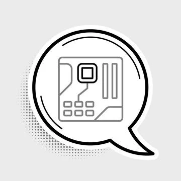 Line Electronic computer components motherboard digital chip integrated science イラスト素材