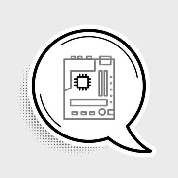 Line Electronic computer components motherboard digital chip integrated science Stock Illustration