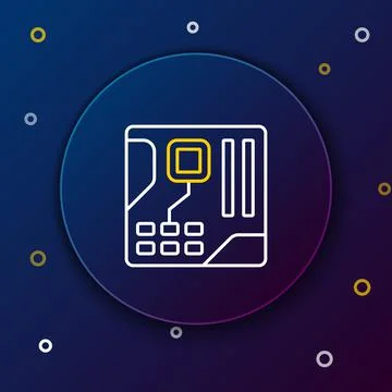 Line Electronic computer components motherboard digital chip integrated science Stock Illustration