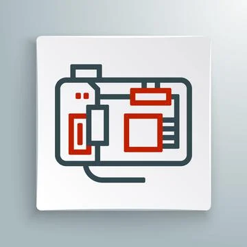 Line Electronic computer components motherboard digital chip integrated science イラスト素材