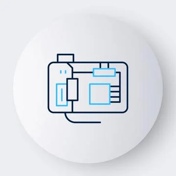 Line Electronic computer components motherboard digital chip integrated science イラスト素材