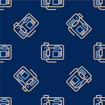 Line Electronic computer components motherboard digital chip integrated science イラスト素材