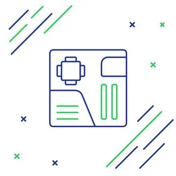 Line Electronic computer components motherboard digital chip integrated science イラスト素材