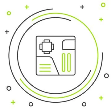 Line Electronic computer components motherboard digital chip integrated science 库存插图