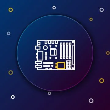 Line Electronic computer components motherboard digital chip integrated sci.. Stock-Illustration