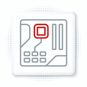 Line Electronic computer components motherboard digital chip integrated sci.. イラスト素材