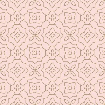 Line elegant oriental style simple floral seamless pattern. Minimalist outline Stock Illustration