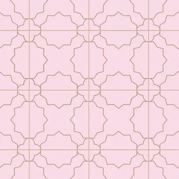 Line elegant simple oak tree leaves seamless pattern. Minimalist basic mosaic Stock Illustration