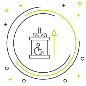 Line Elevator for disabled icon isolated on white background. Colorful outline Stock Illustration