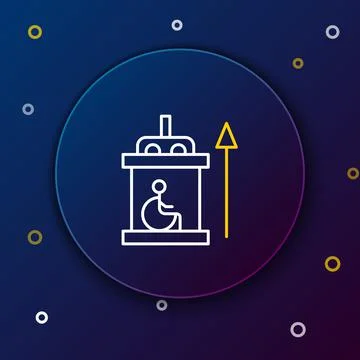 Line Elevator for disabled icon isolated on blue background. Colorful outline Stock Illustration