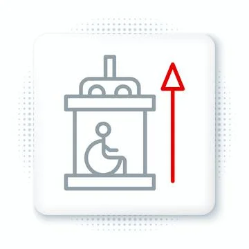Line Elevator for disabled icon isolated on white background. Colorful outline Stock Illustration