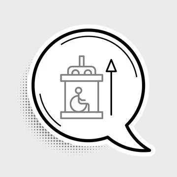 Line Elevator for disabled icon isolated on grey background. Colorful outline Stock Illustration