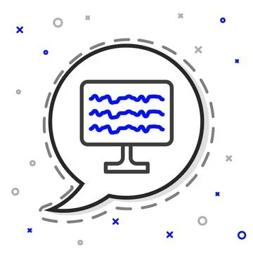 Line Encephalogram icon isolated on white background. Electrical activity. Co Stock Illustration